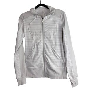 Lululemon Green and White Stripe Full Zip Collared Jacket Size 6